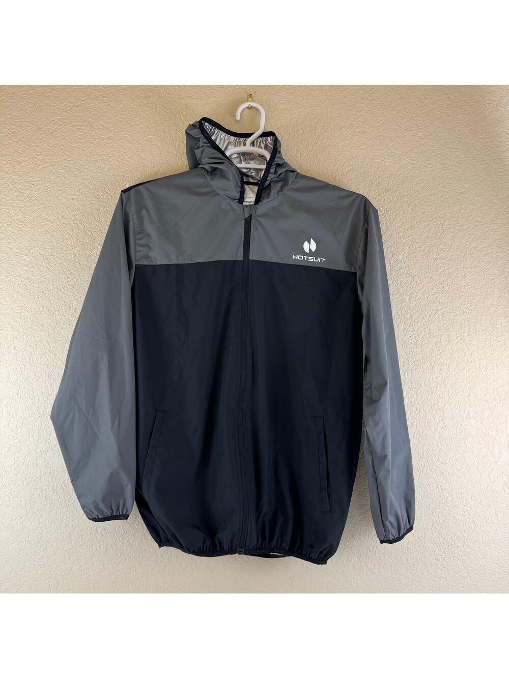 HOTSUIT Sauna Sweat Suit Jacket Mens L Gym Workout Lightweight Full Zip Pockets